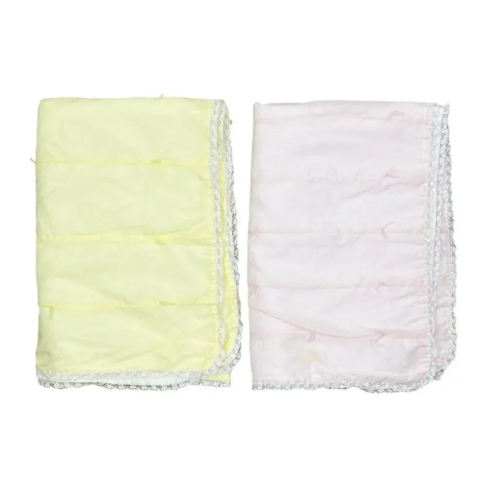 Lot of 2 Handmade Vintage 80s Baby Blankets Pink and Yellow